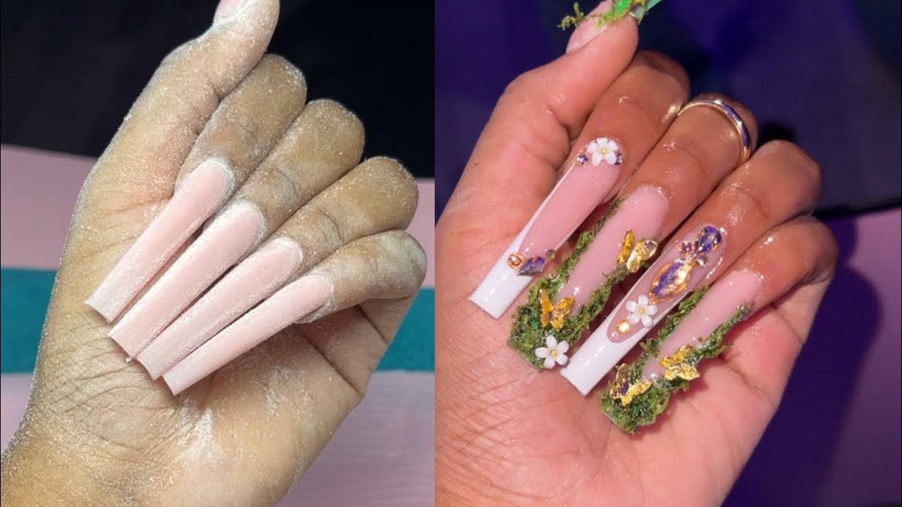 NEW NAIL TREND ? Garden nails ✨ | acrylic nail tutorial ✨