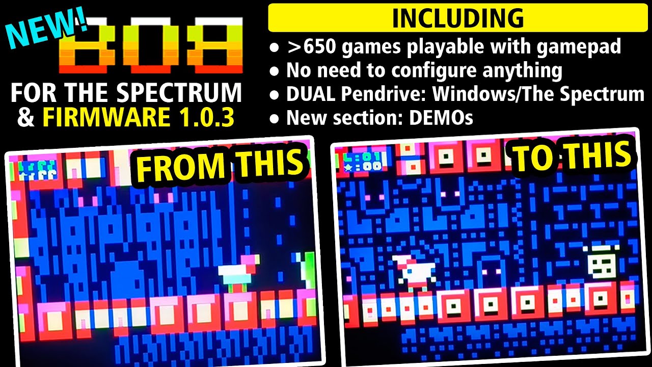 Comparing new firmware 1.0.3 on the NEW BOB for The Spectrum. Now with Demo Scene section!
