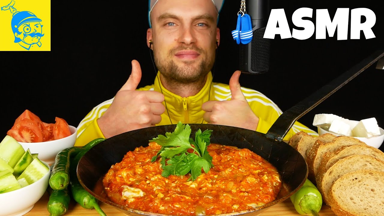 T&uuml;rkisches Fr&uuml;hst&uuml;ck Mukbang: Menemen 🍳 (BESTES R&Uuml;HREI) ASMR Deutsch!