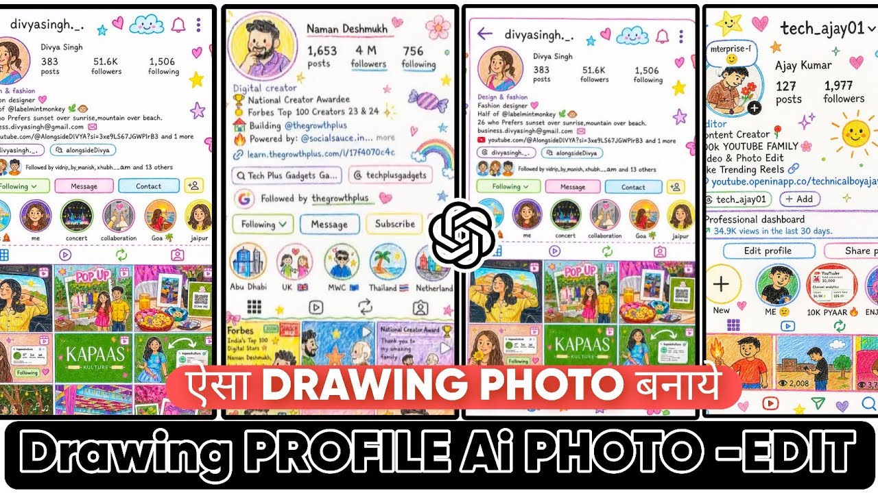 Trending Facebook Instagram Drawing Profile Editing Prompt | Instagram Profile Drawing Edit Prompt