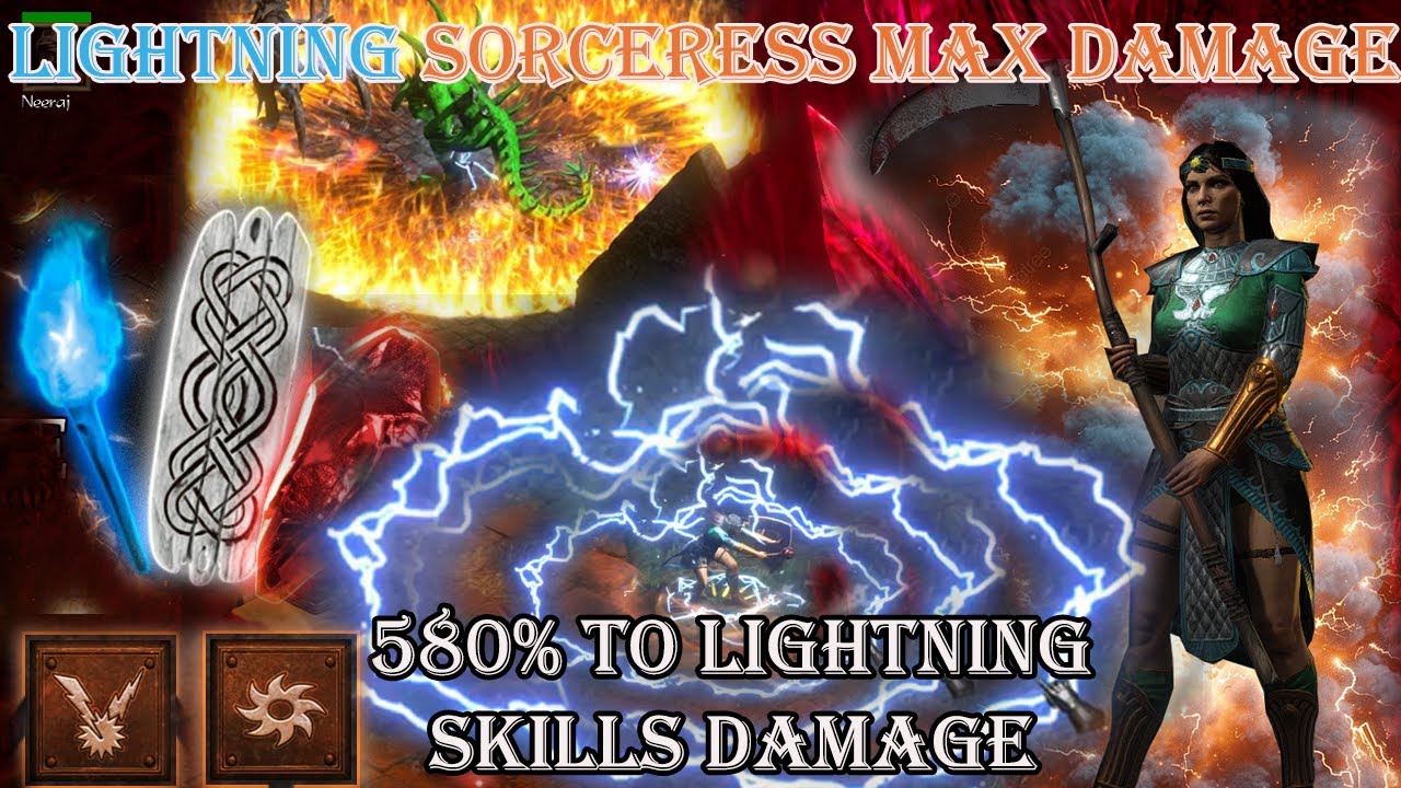 Diablo 2 Resurrected - Lightning Sorceress Build Max 580% to Lightning Skills Damage