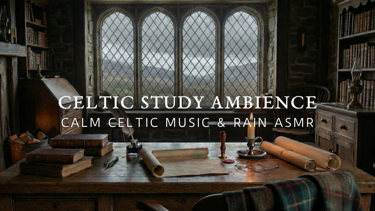 Celtic Study Ambience | Calm Celtic Music & Rain ASMR