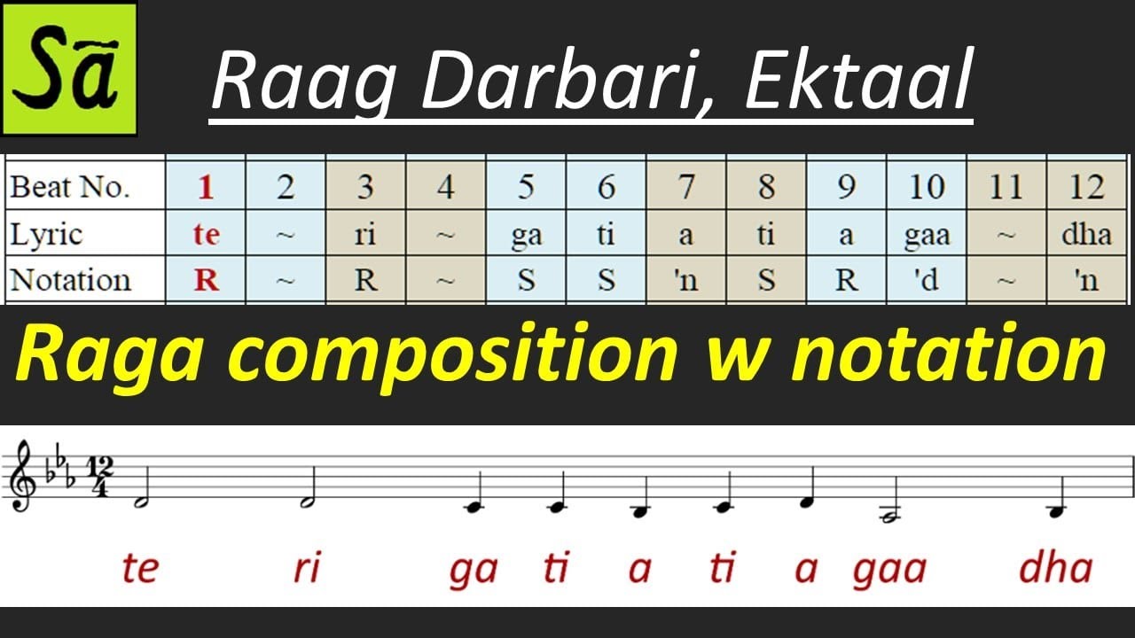 Raag Darbari bandish | Teri gati ati agaadh | Raga composition with staff notation | Raag Hindustani