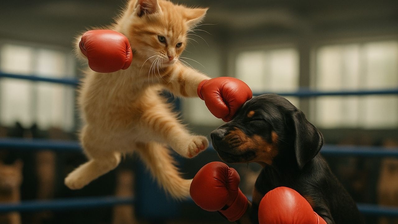 UFC Kittens Series — Episode 3: Orange Kitten vs. The Puppy! The Kitten’s Toughest Fight Yet! 🐶🥊