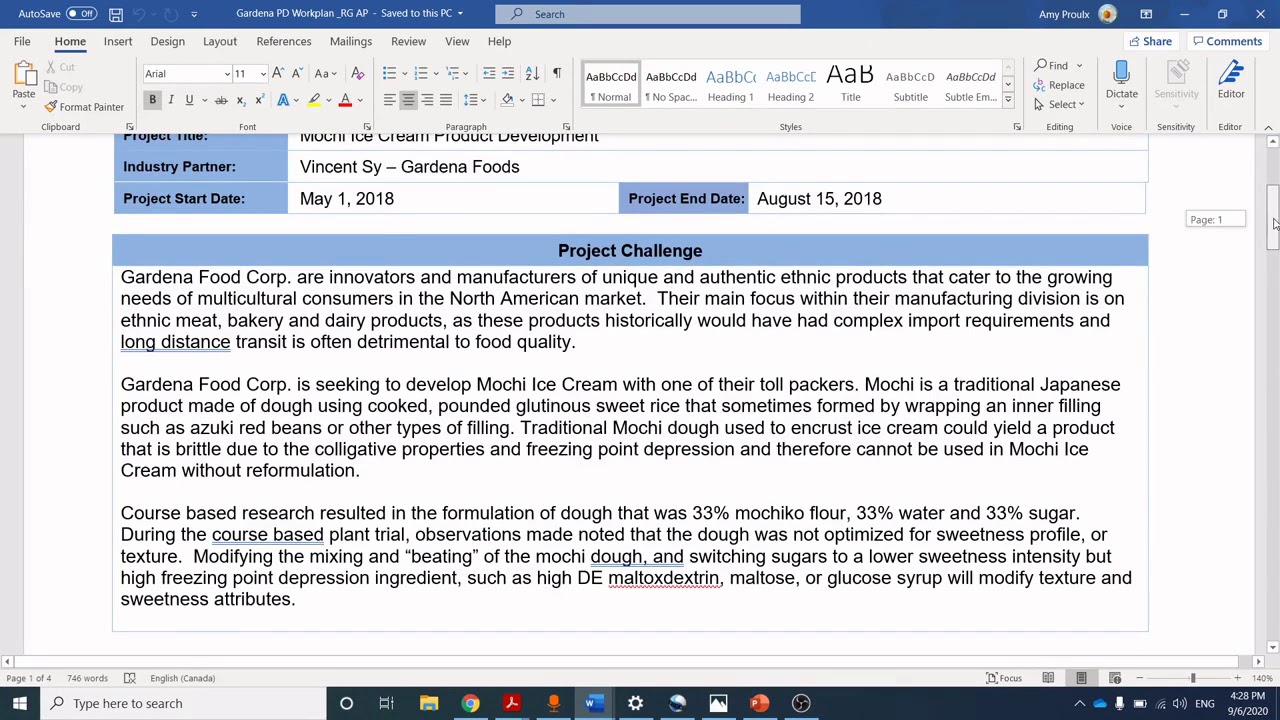 Let's Learn Food Science - Project Management Part 2 - example project plan