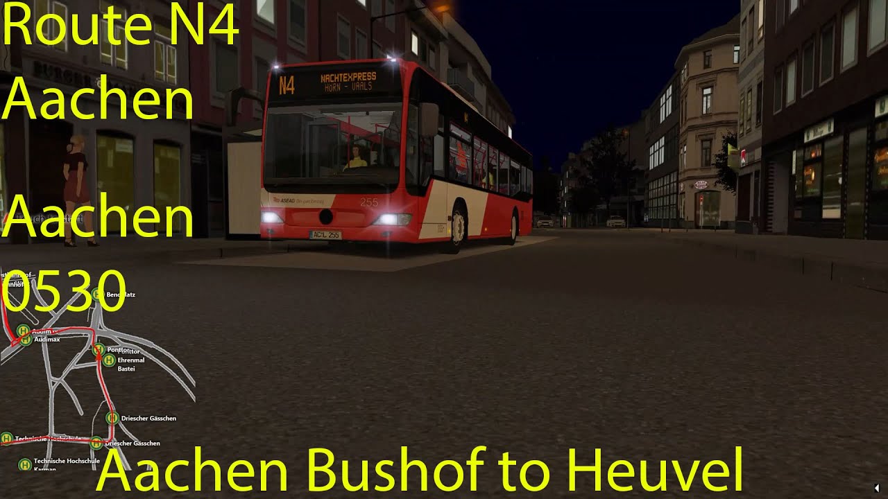 OMSI 2 - Aachen Route N4, Aachen Bushof to Heuvel (Aachen 0530)