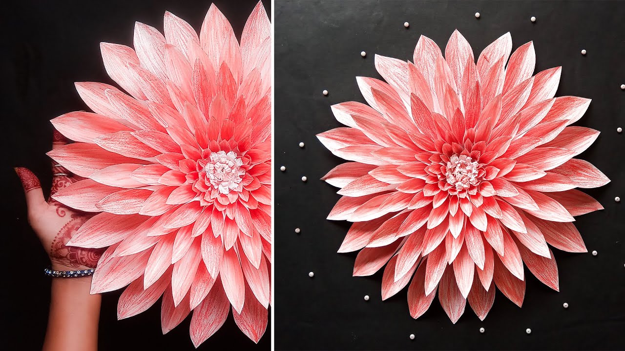 How to make giant dahlia paper flower | DIY paper dahlia tutorial step by step | Easy craft 2022