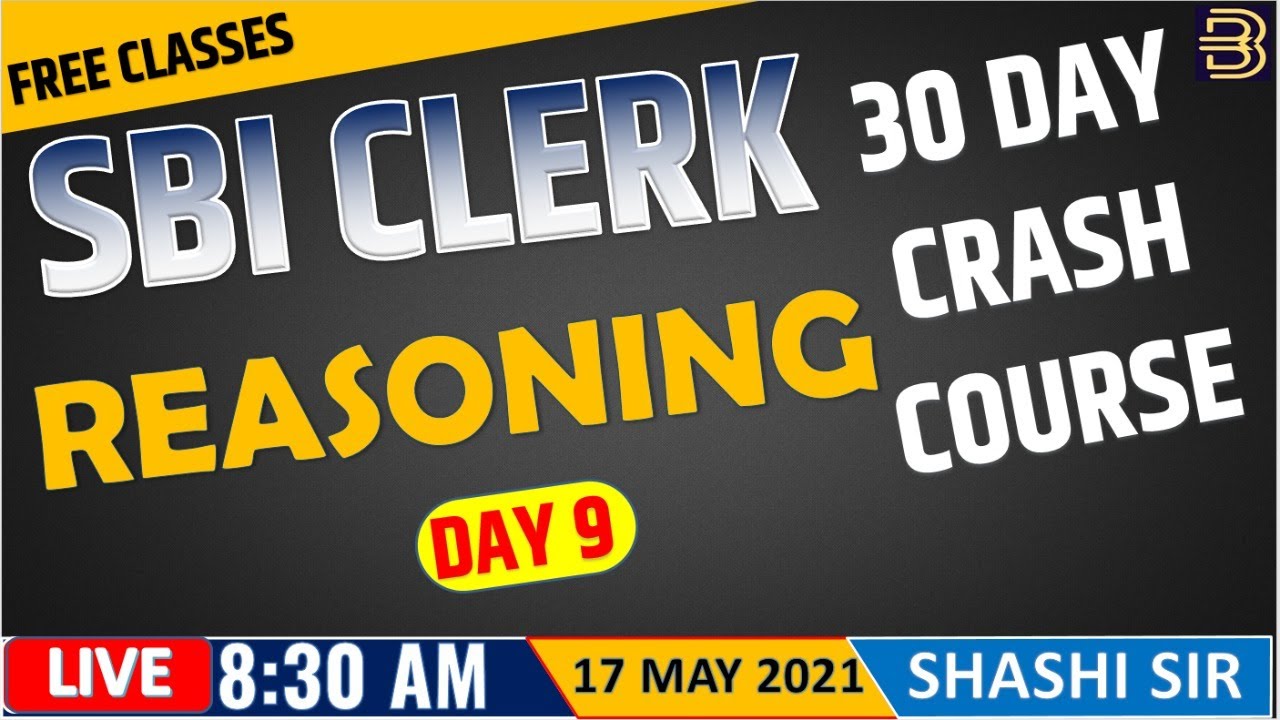 SBI Clerk Reasoning 30 Days Crash Course 2021 | Day 9 |  #sbiclerk2021#bankingblog