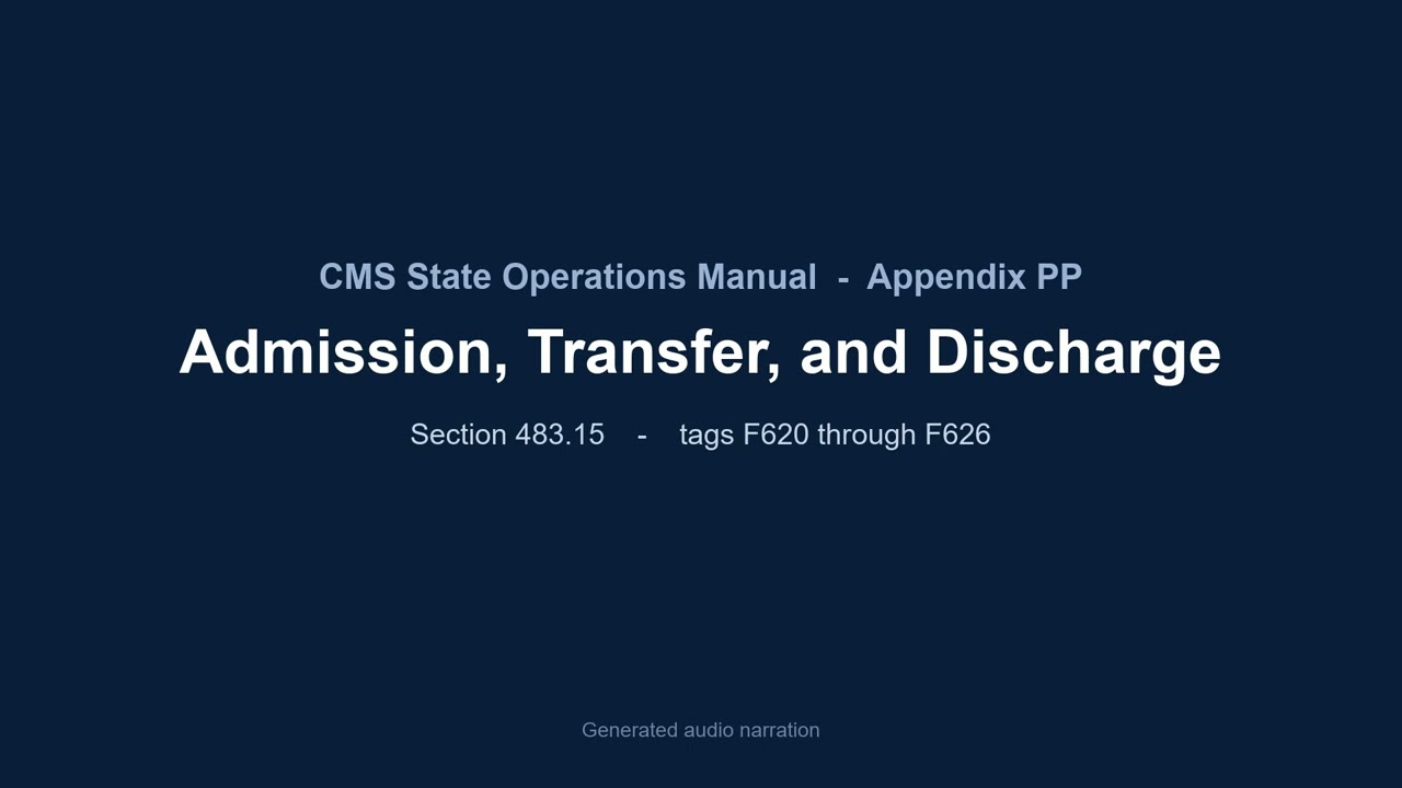 Admission, Transfer, and Discharge Rights (F620&ndash;F626) Apr 2025