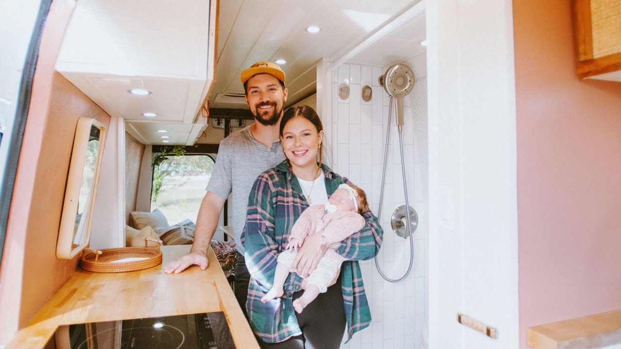 DIY Camper Van w/ Murphy Bed Design - Newborn on the Road