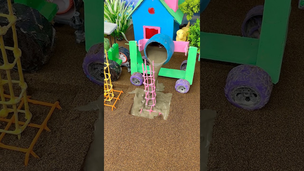 😱 Mini Tractor Making Cement Pillar | Amazing Real Working DIY Machine #shorts #youtubeshorts