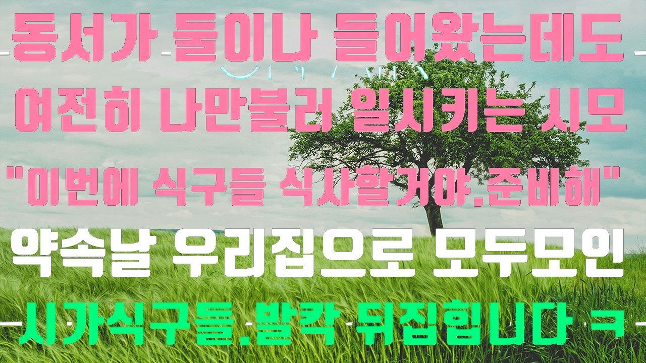 [실화사연]동서 둘을 들였으면서도 내게만 일시키는 시모 우리집에서 행사를 한다하길래 오라고 했습니다 모두 모인 시댁 식구들 그날 발칵 뒤집히는데  ㅋㅋㅋ[신청사연][실화사연][썰]