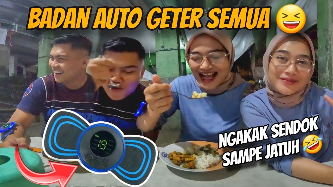 NGAKAK🤣CHALLENGE MAKAN SAMBIL DIPASANG MESIN PIJIT VIRAL SATU INI‼️BADAN AUTO KEJANG