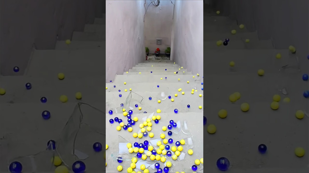 Yellow VS Blue Breaking glass bottle ⚠️🔥 Crushing Crunchy & Soft Things #shorts​ #asmr​ #satisfying​