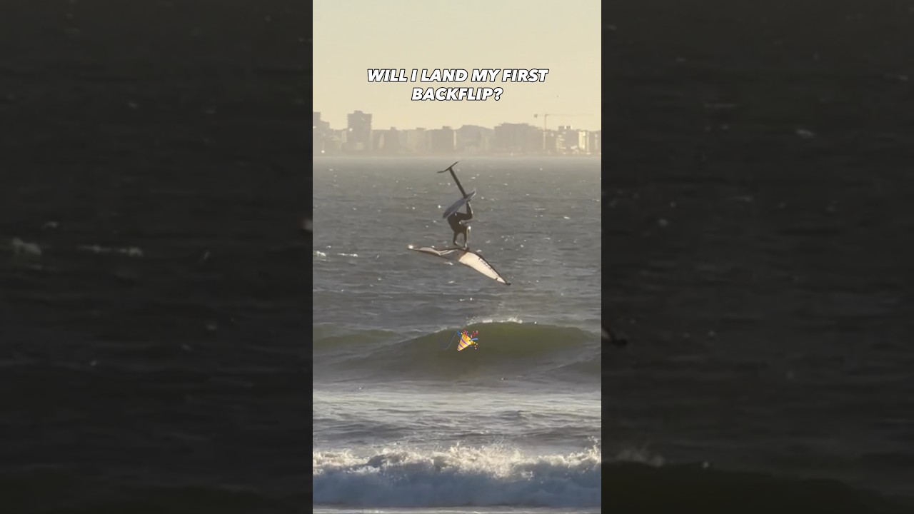 OMG, is this her fist BACKFLIP ever?!😳 #sportsgirl #surf #learn #challenge #watersports #wingfoil