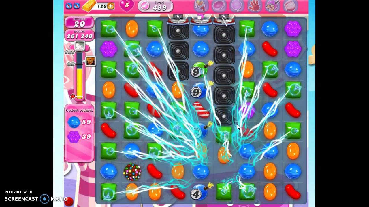 Candy Crush Level 489 help w/audio tips, hints, tricks