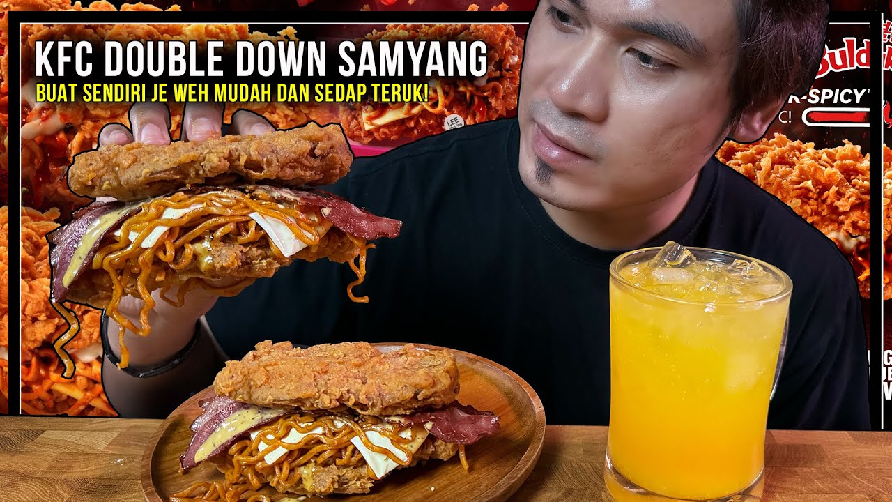 KFC DOUBLE DOWN SAMYANG buat sendiri lagi sedap dan murah (resipi pon mudah)