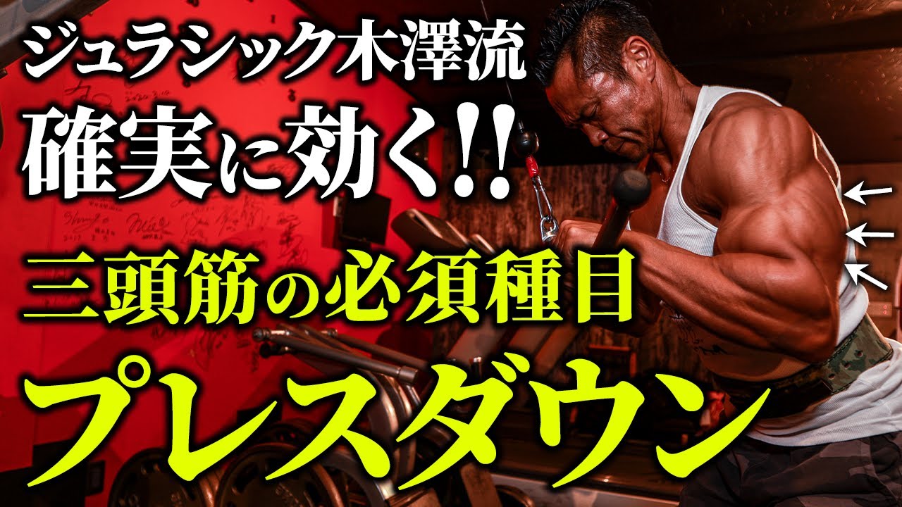 【確実に効く】三頭筋の必須種目！ジュラシック木澤流、プレスダウンを徹底解説！