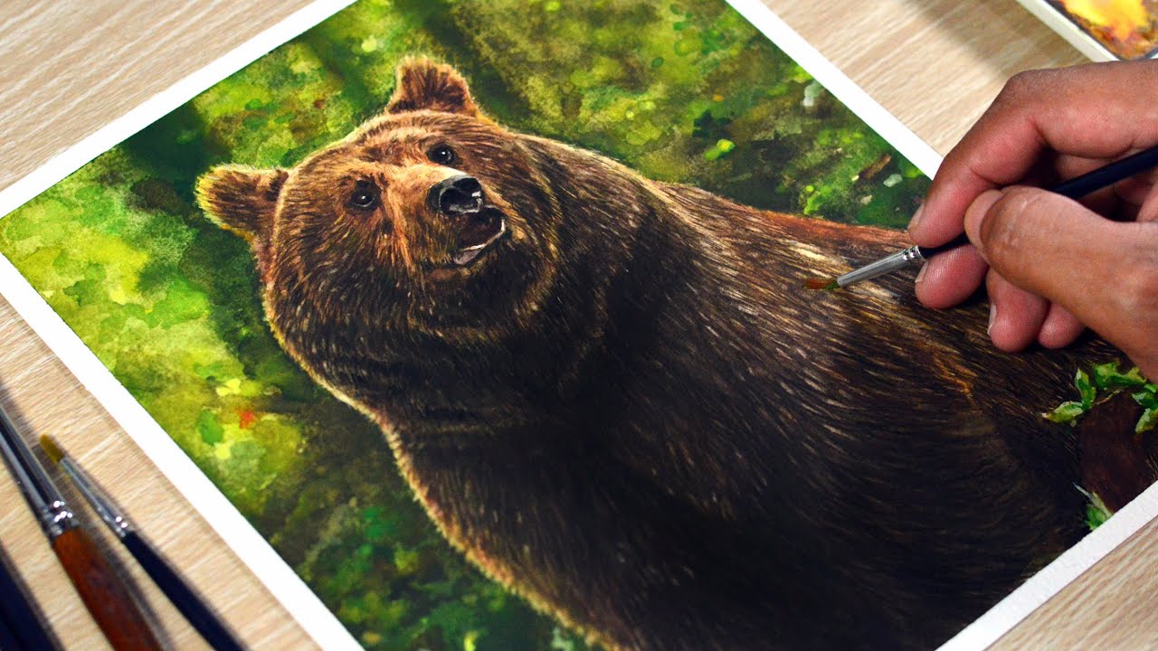 Watercolor Painting of a Bear