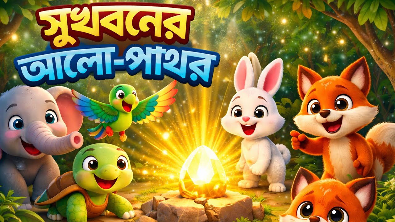 শিশুদের পশুপাখির গল্প | সুখবনের আলো-পাথর | 3D Cartoon Bangla Story for Kids | Cartoon Video