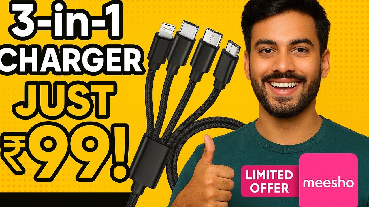 🔥 Must-Have Gadget in 2025! 3-in-1 Charging Cable for JUST ₹99 ⚡ | Best Deal on Meesho!