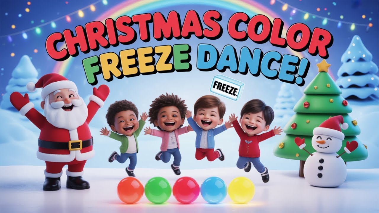 🎄🌈 Christmas Colour Freeze Dance! | Fun Kids Dance Song 🧊🎉
