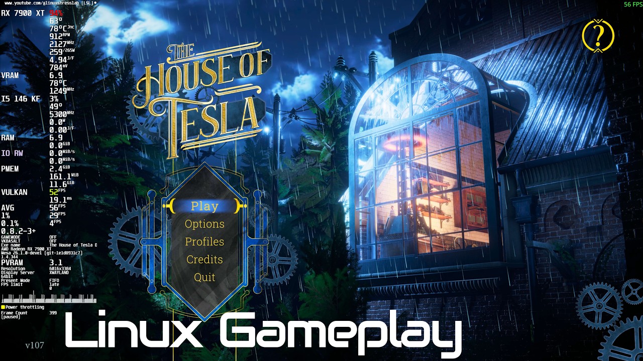 6K60FPS The House Of Tesla Linux Gameplay