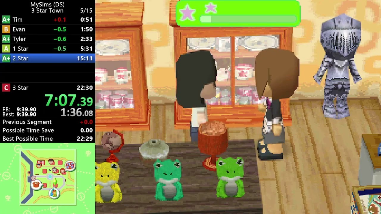 MySims (DS) 3 Star Town Speedrun in 21:58 [Current World Record]