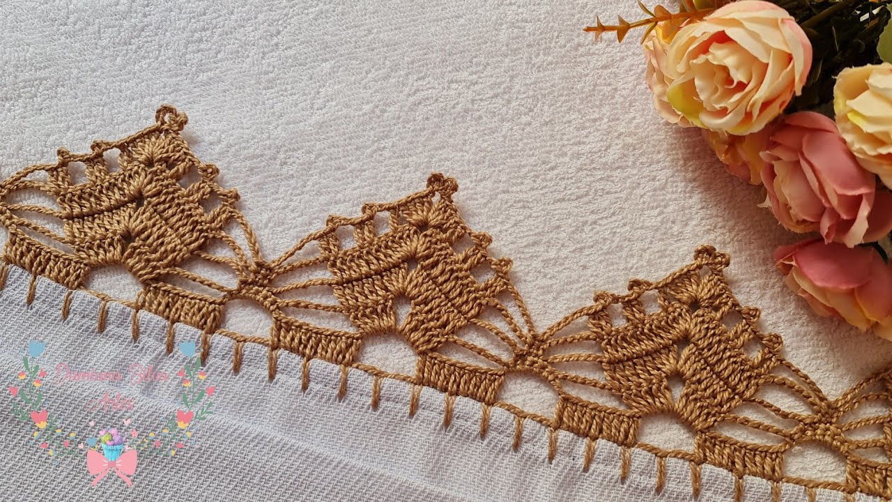 como fazer bico de croche no pano de prato #412 passo a passo