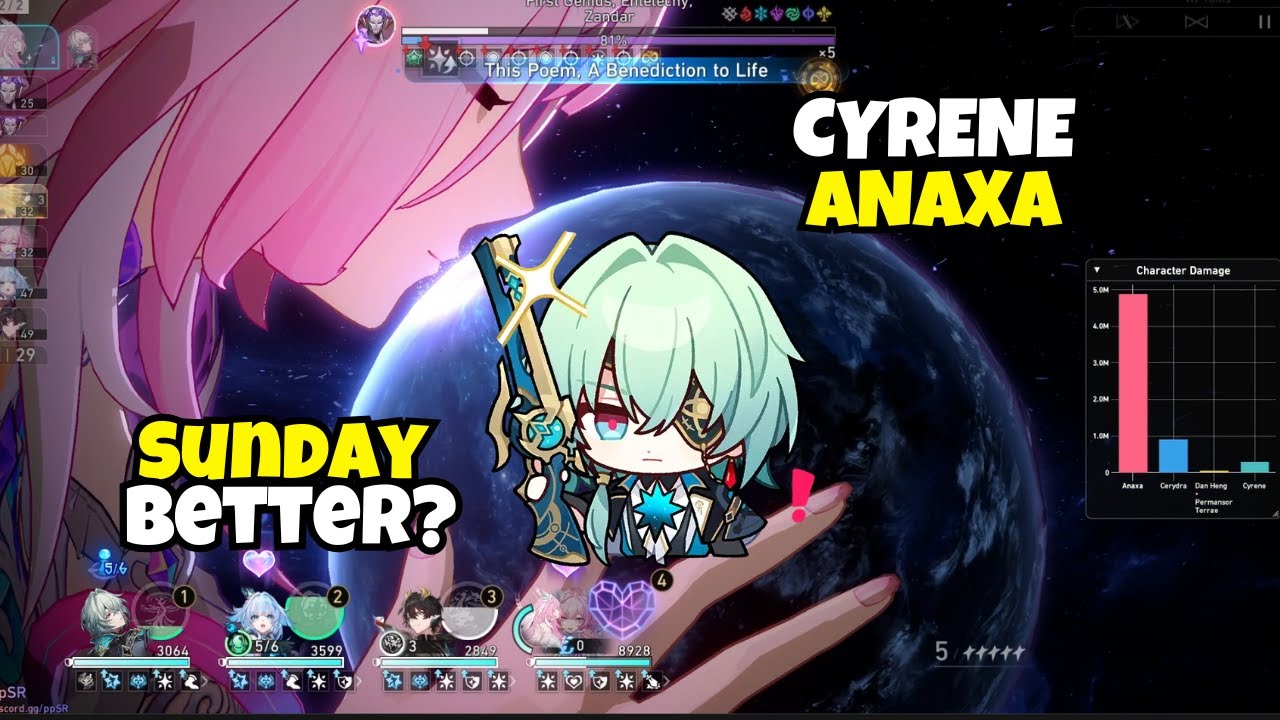 (V1) Anaxa: Cyrene VS Sunday Comparison | E0S1 & E2S1 | Honkai: Star Rail 3.7 Beta V1