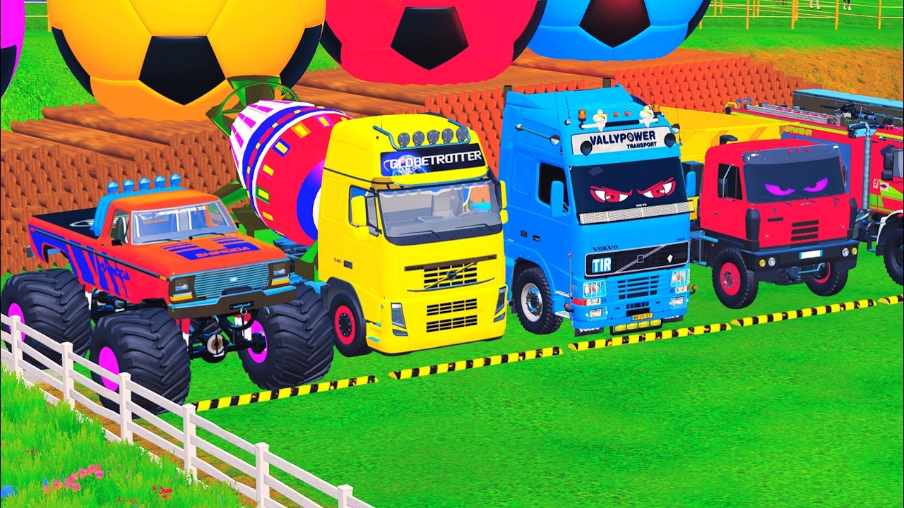 FS22 - Wheels on the bus, Police Car, Carro da Polícia, Jeep Wrangler, Monster Truck,  Fire Truck