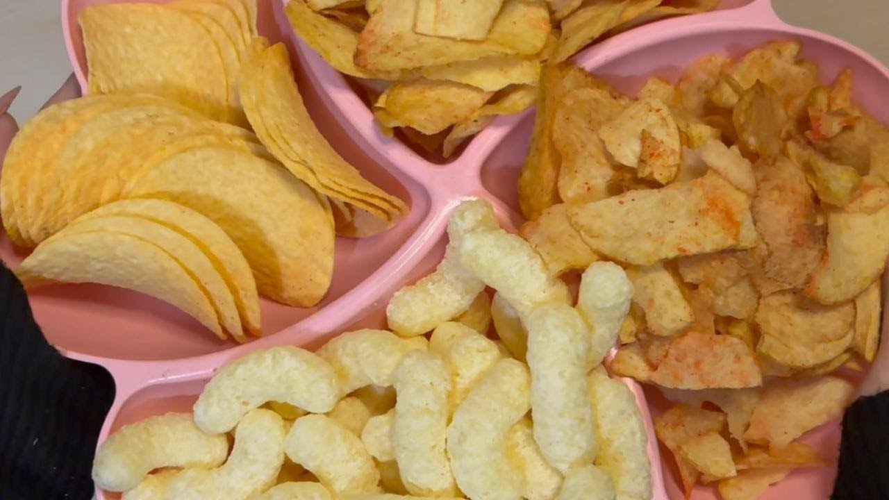 Filling Platter with Chips and Snacks ASMR