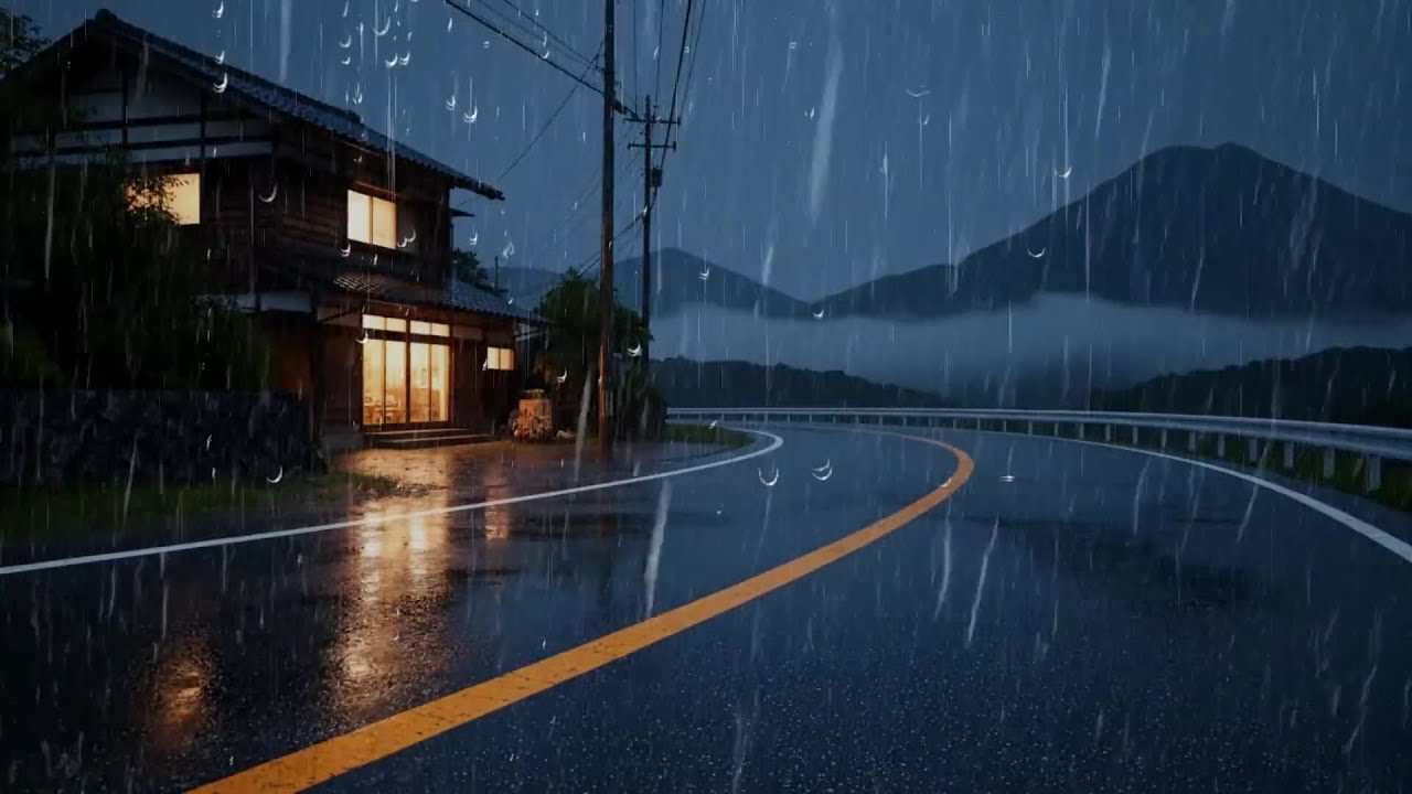 Night Rain on Tin Roof with Thunderstorm Sounds to Goodbye Stress and Sleep Deep