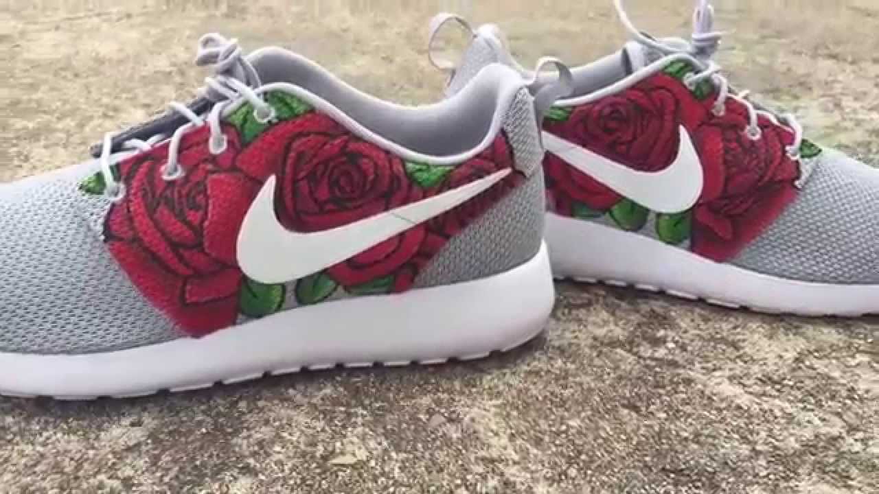 Custom Hand Painted Triple Rose Nike Roshe Runs!