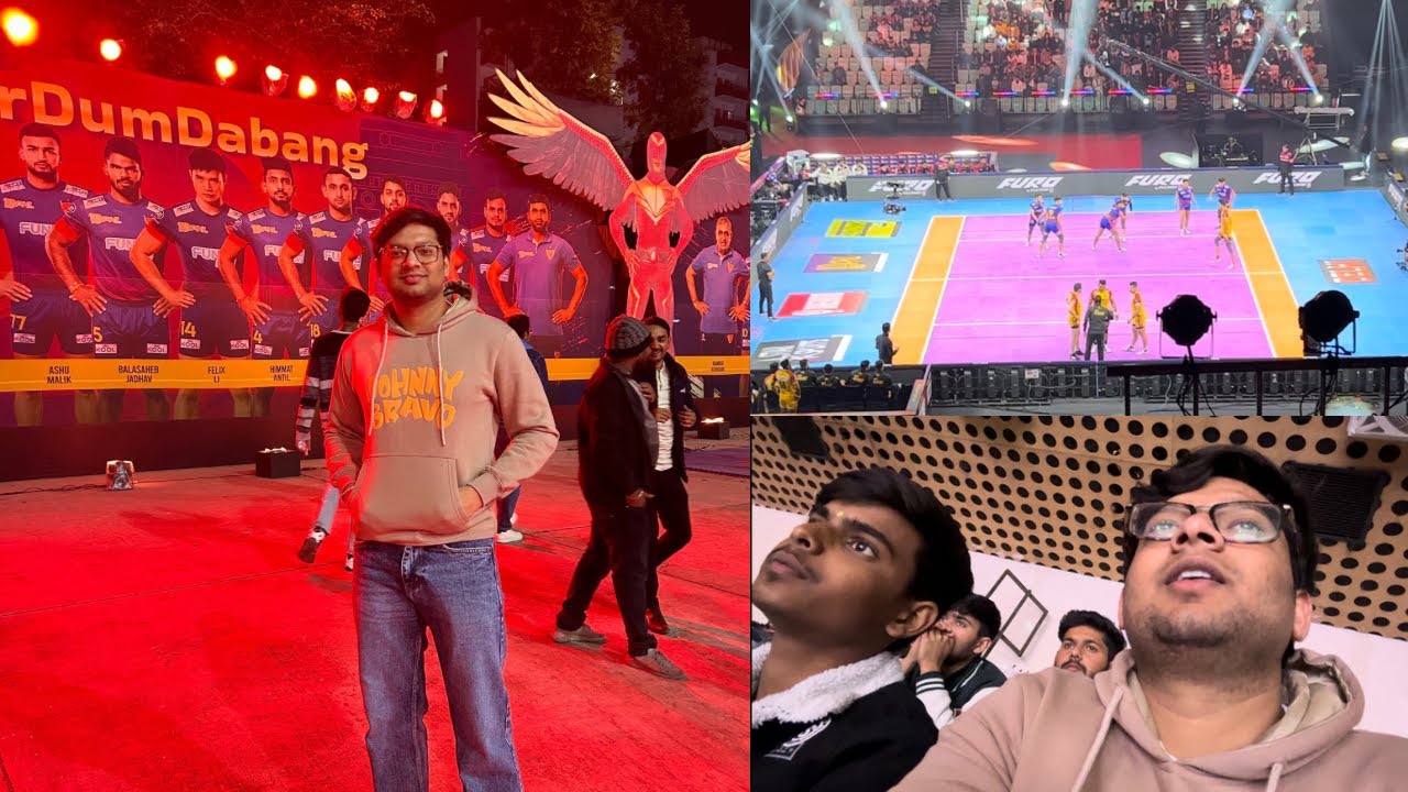 Supporting Dabang Delhi kabaddi team at thyagraj stadium