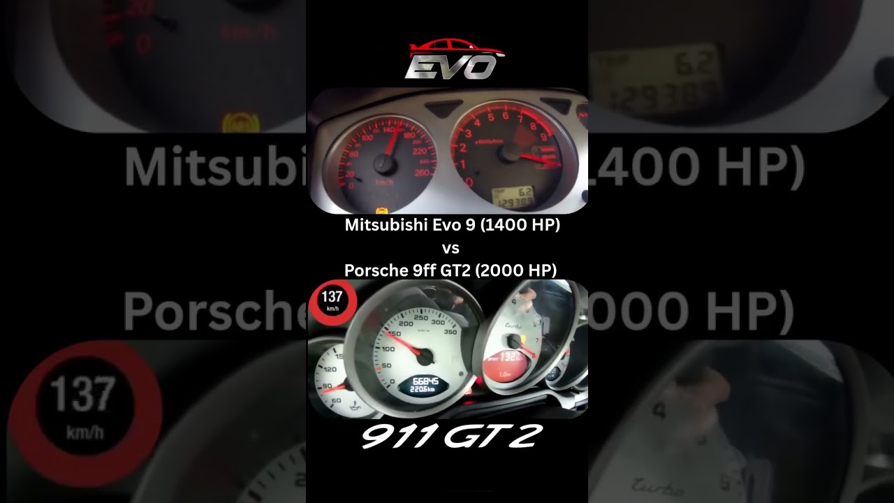 Mitsubishi Evo 9 vs Porsche 9ff GT2 Turbo #streetracing #germancars #jdmcars #germanengineering #car