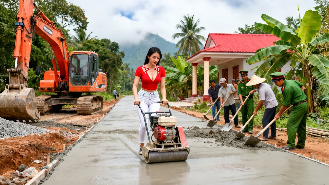TIMELAPSE -- 30 Days OFF GRID: Building Concrete Road with Villagers | From Start to Finish