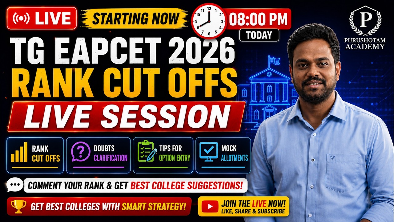 🔴 LIVE | TG EAPCET 2026 Rank Cut Offs | College Predictor | Option Entry Tips | Doubts Clarification