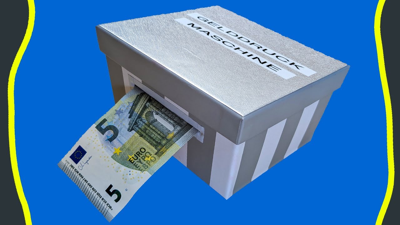Gelddruckmaschine Box als kreative DIY Geschenkidee f&uuml;r Geburtstag oder Hochzeit
