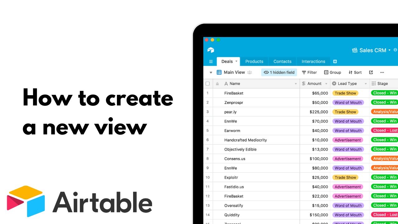 Airtable: How To Create a New View Tutorial 2023