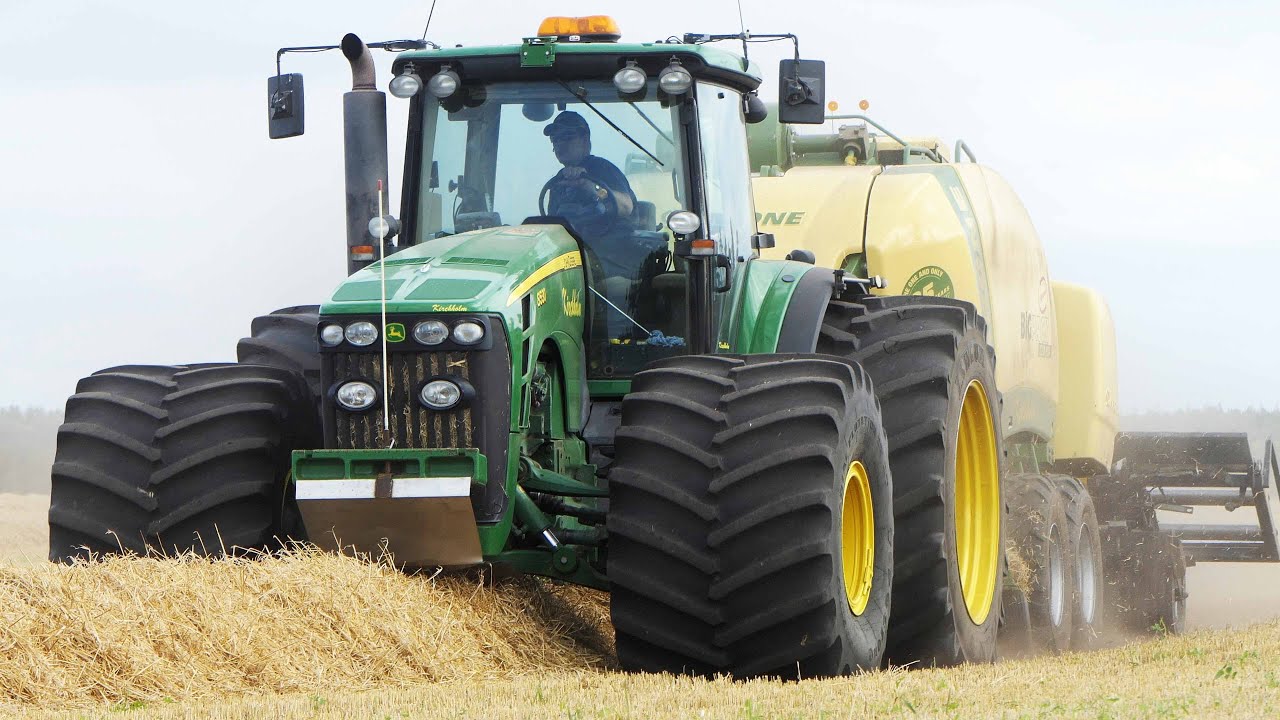 John Deere 8530 with HUGE SHOES Baling with Krone BigPack 1290 HDP HighSpeed Baler | Harvest 2025