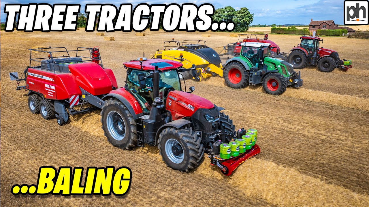 THREE TRACTORS & BALERS IN ACTION IN THE FIELD #britishfarming #agri