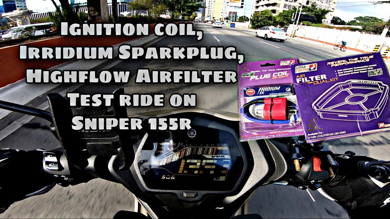 Sniper 155r High flow Air-filter, Ignition coil and Iridium Sparkplug test ride