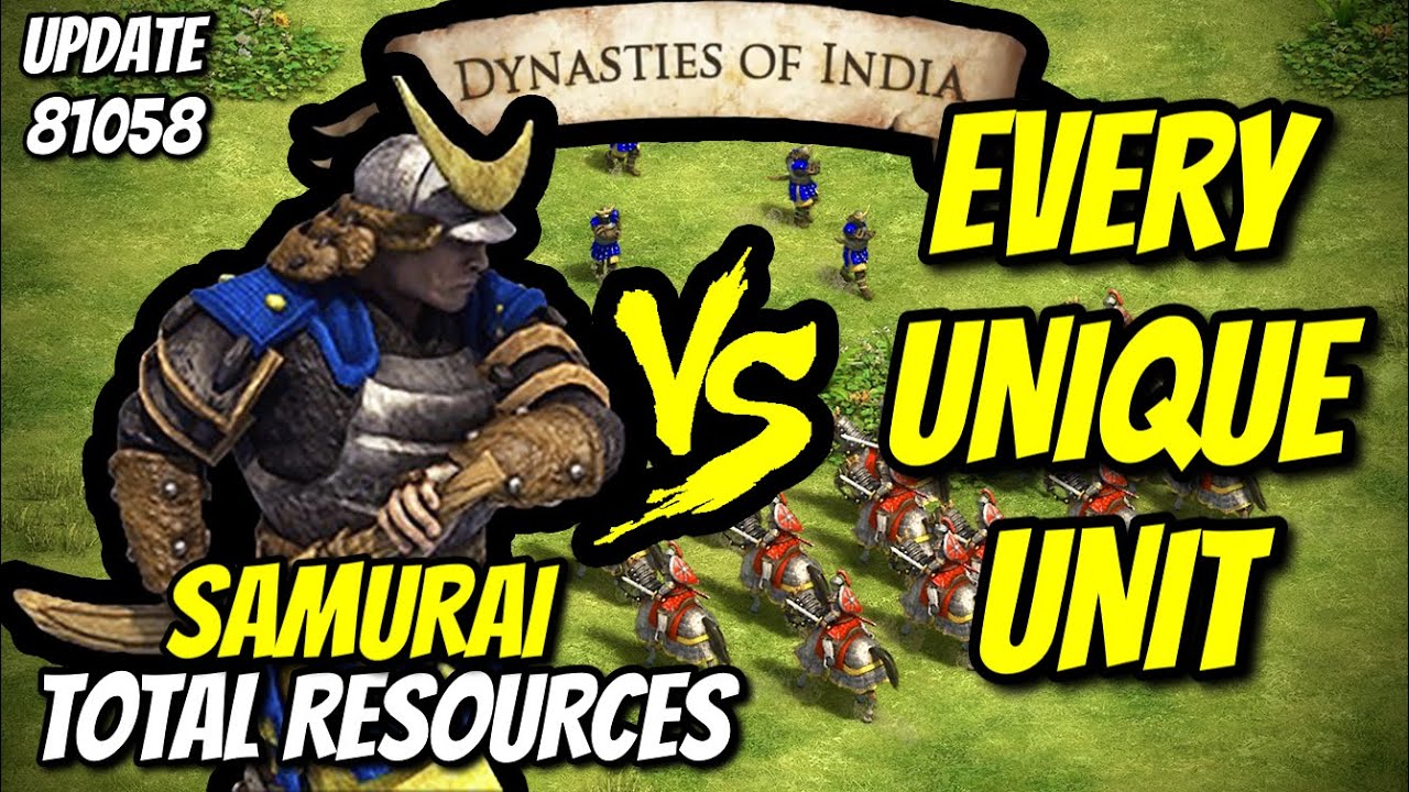 (UPDATE 81058) ELITE SAMURAI vs EVERY UNIQUE UNIT (Total Resources) | AoE II: DE
