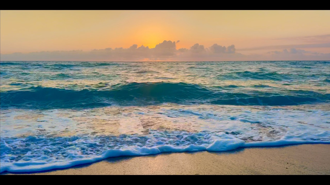 Before the World Wakes Up 🌅 4K Golden Sunrise Ocean Waves (6 Hours)