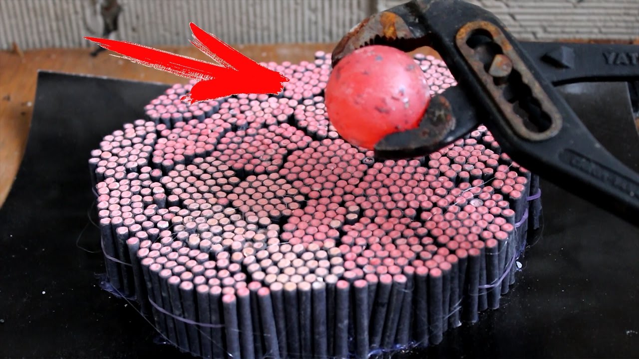 EXPERIMENT Glowing 700 degree metal ball VS 1500 FIRECRACKERS