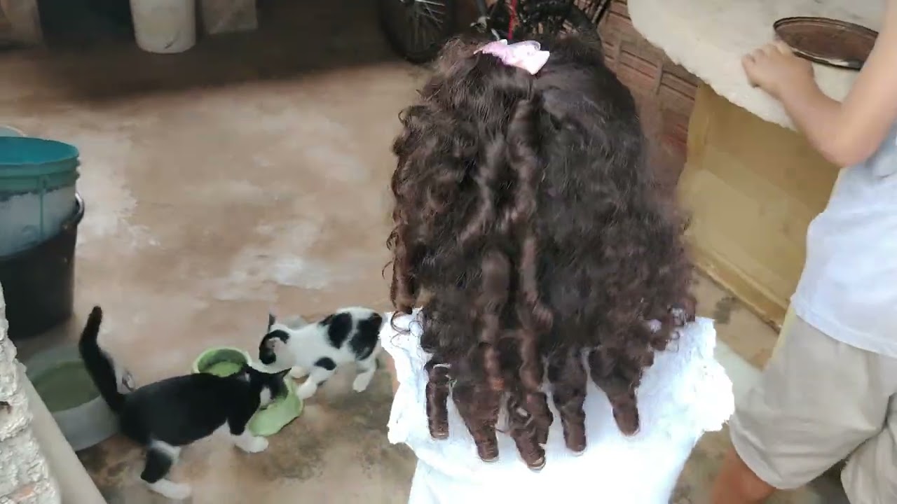 Théo brincando com o gato 🐈