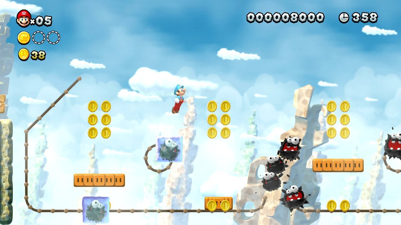 New Super Mario Bros. U -- Fuzzies on Ice in Fuzzy Clifftop