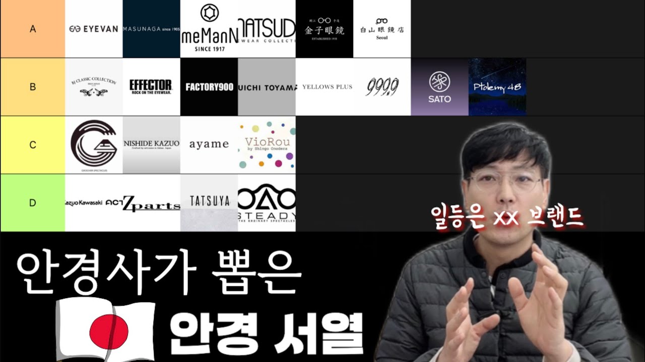 일본 안경 1티어는 어디인가? 일본 안경 서열정리