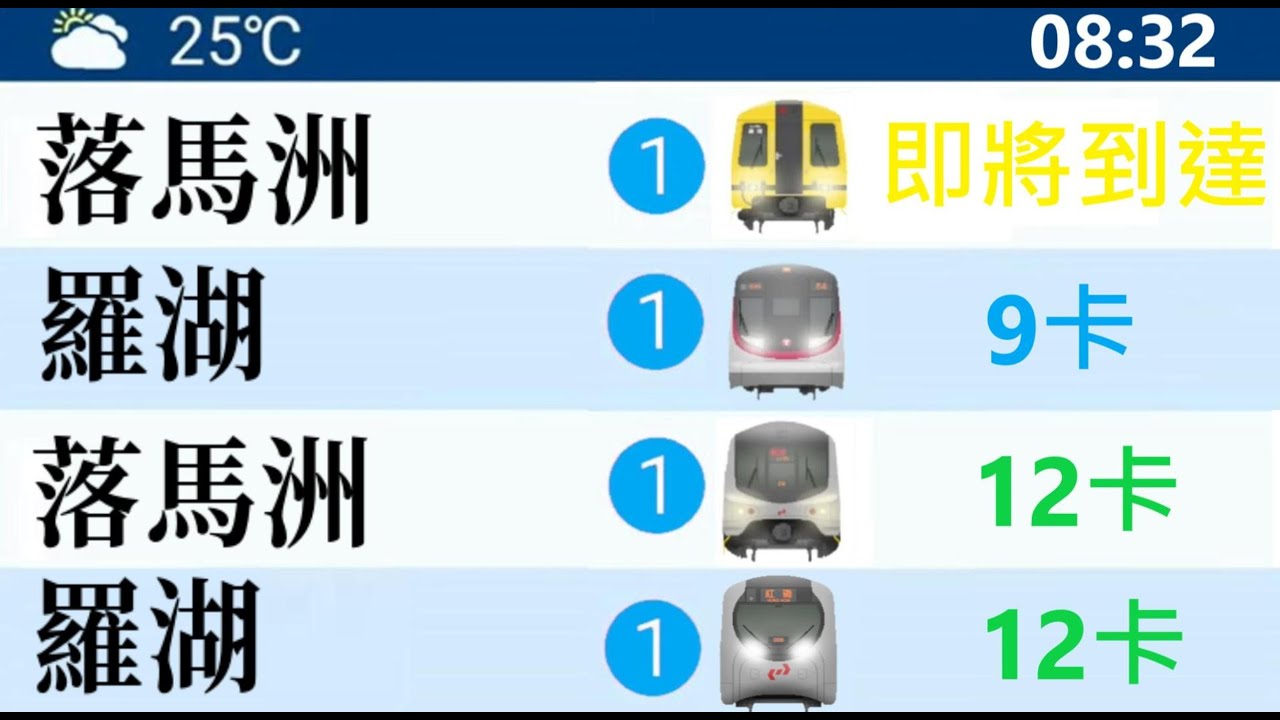 (港鐵/九鐵 •東鐵綫)往羅湖/落馬洲 3+9+12卡列車到站廣播[特別版顯示屏］+閘門